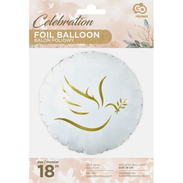 GoDan Balon foliowy Złoty gołąbek okrągły