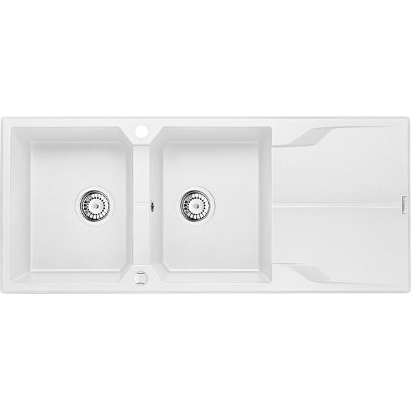 Zlewozmywak Deante ZLEW.ANDANTE ALABASTER GRANIT 2K Z/O 1160x500x210, 3,5"+SPACE SAVER