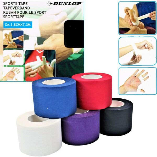 Dunlop TAŚMA TEJP TAPE SPORTOWA KINESIOLOGICZNA 7,3Mx3,8CM DUNLOP BIAŁA