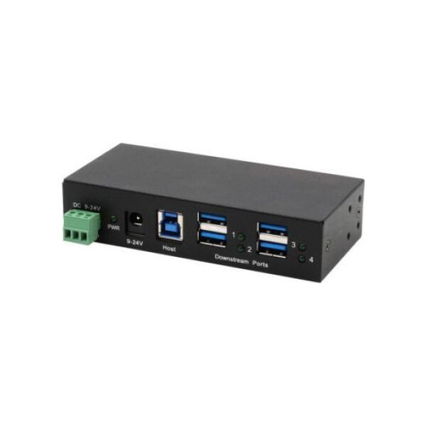 Exsys EXSYS EX-11244HMS 4-portowy HUB USB 3.2 Gen 1 z szyną DIN i chipsetem ściennym VIA VL813