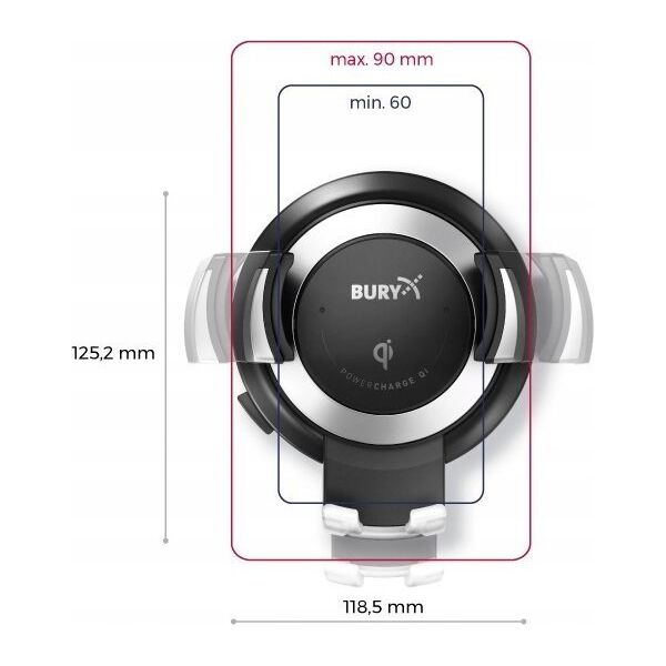THB Bury Bury PowerCharge Qi univers. Smartphonehalter USB/Qi 5W