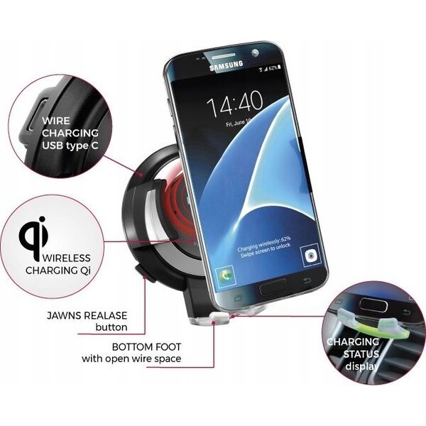 THB Bury Bury PowerCharge Qi univers. Smartphonehalter USB/Qi 5W