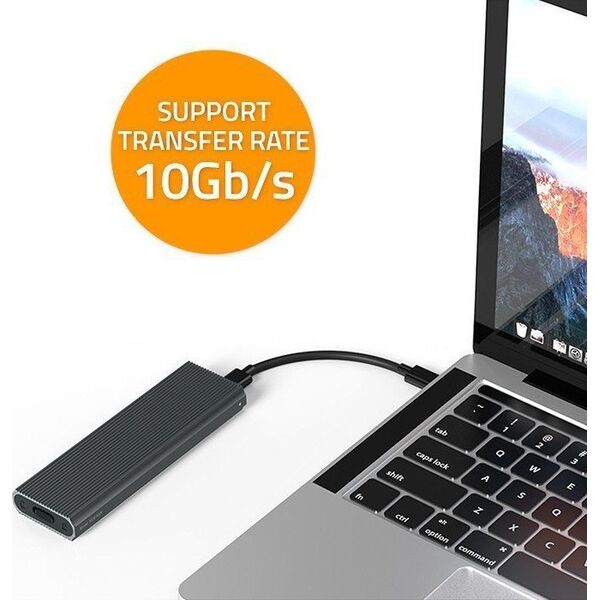 Kieszeń Qoltec Obudowa na dysk M.2 SSD | NVMe | PCIe | USB3.1 | 10Gb/s | 4TB | Grafit
