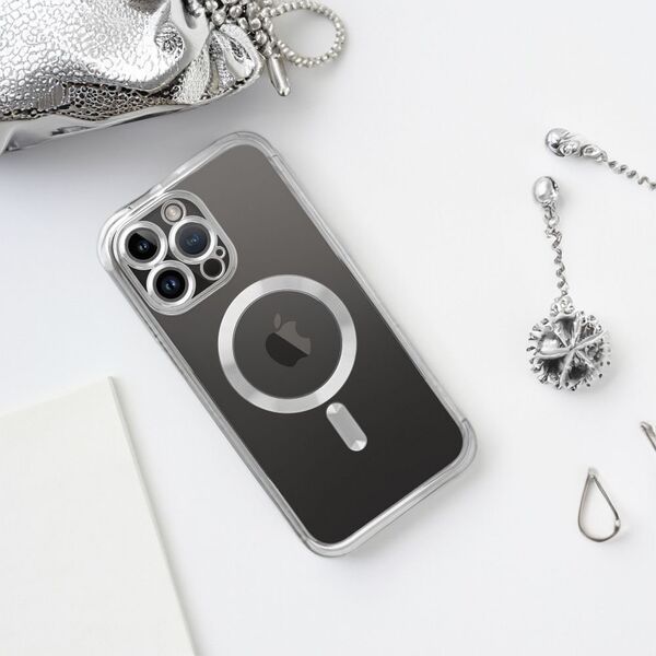 OEM Futerał ELECTRO MAG COVER kompatybilny z MagSafe do IPHONE 13 Pro Max srebrny