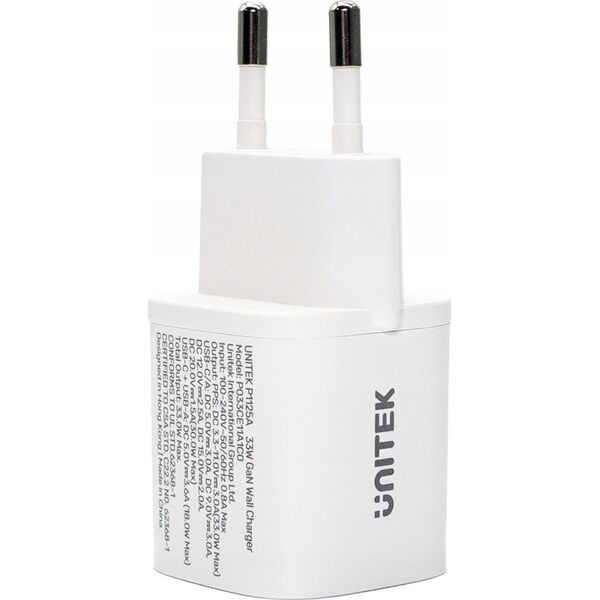 Ładowarka Unitek Unitek Ładowarka sieciowa 1x USB-A 1x USB-C QC PC 3.0 33W biała