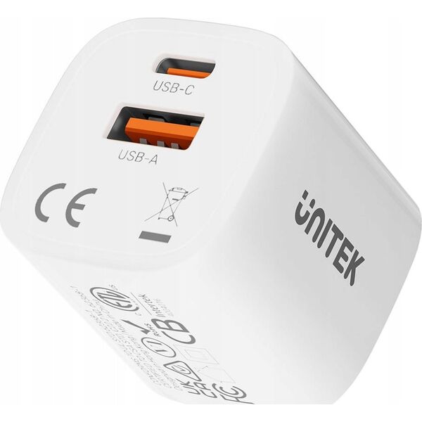 Ładowarka Unitek Unitek Ładowarka sieciowa 1x USB-A 1x USB-C QC PC 3.0 33W biała