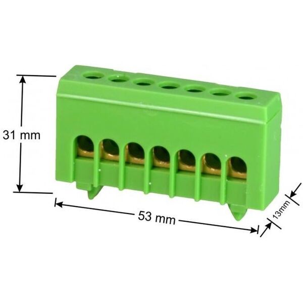 Simet Zacisk przyłącz na TS35 izolowany ochronny PE 7-polowy 7 x 16mm2 zielony 870S-7FS (89821005)