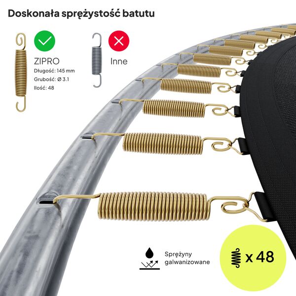 Trampolina ogrodowa Zipro Jump Pro Premium z siatką wewnętrzną 8FT 252cm