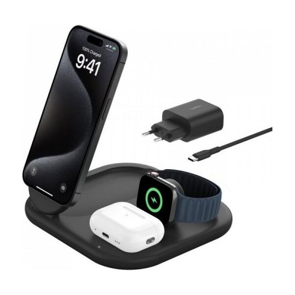 Φορτιστής Belkin Belkin BOOST Charge 3in1 Qi2 15W mag.Charg.Stand bl.  WIZ029vfBK 13671918 745883890019