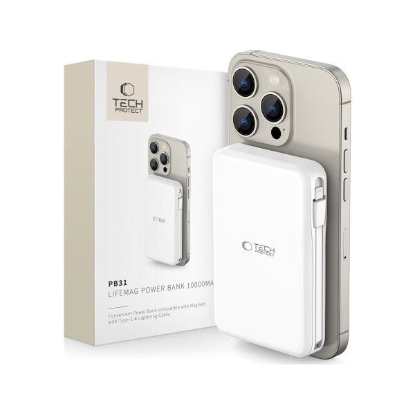 Powerbank Tech-Protect TECH-PROTECT PB31 LIFEMAG MAGSAFE POWER BANK 10000MAH WHITE