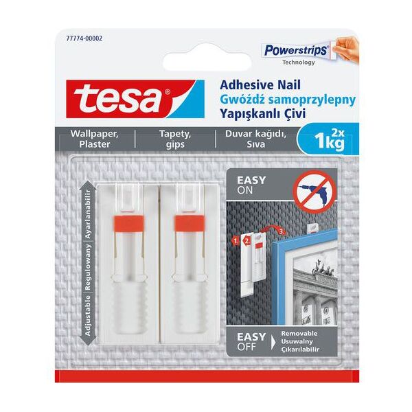 Tesa Gwoździe samoprzylepne regulowane do tapet i tynku do 1kg 2szt. (H7777402)