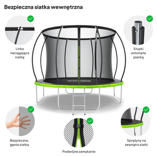 Trampolina ogrodowa Zipro Jump Pro Premium z siatką wewnętrzną 10FT 312cm