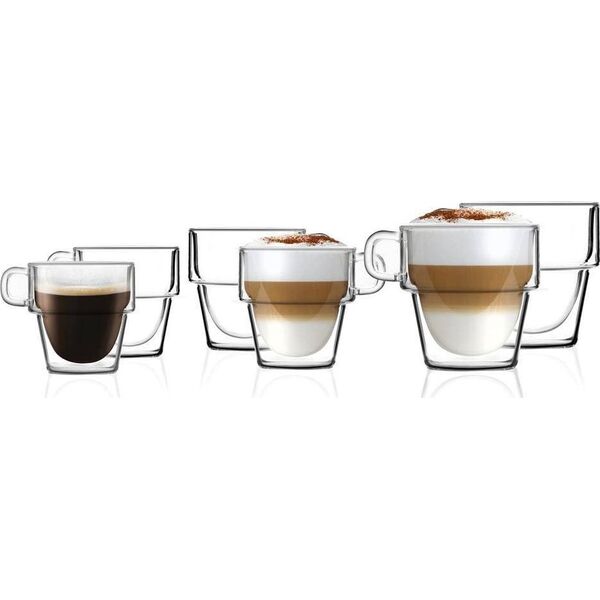 Vialli Design Szklanki termiczne z podwójną ścianką 6szt. 150ml 280ml 350ml Senso