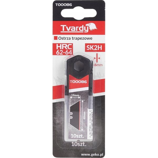 Tvardy Ostrza trapezowe do nożyków 60x19x0.6mm SK2H 10szt.(10/240)