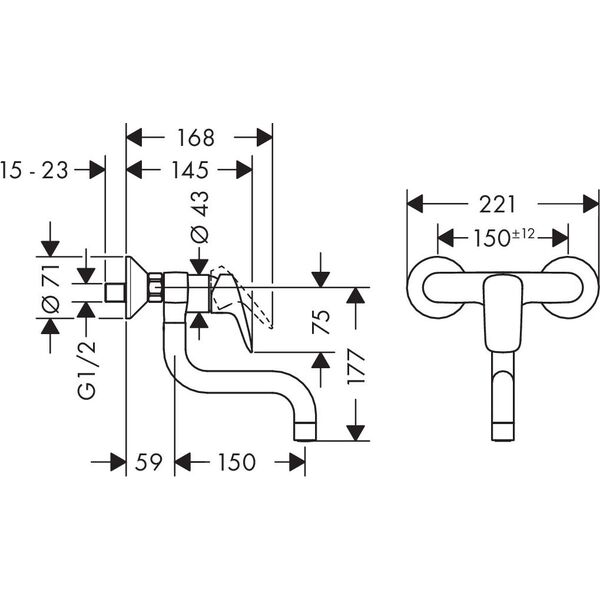 Bateria kuchenna Hansgrohe Logis ścienna chrom (71836000)