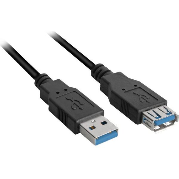 Kabel USB Sharkoon USB-A - USB-A 2 m Czarny (4044951015689)