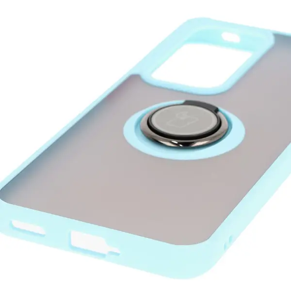 Bizon Case Hybrid Ring Oppo Reno 12 smoky with a light blue frame