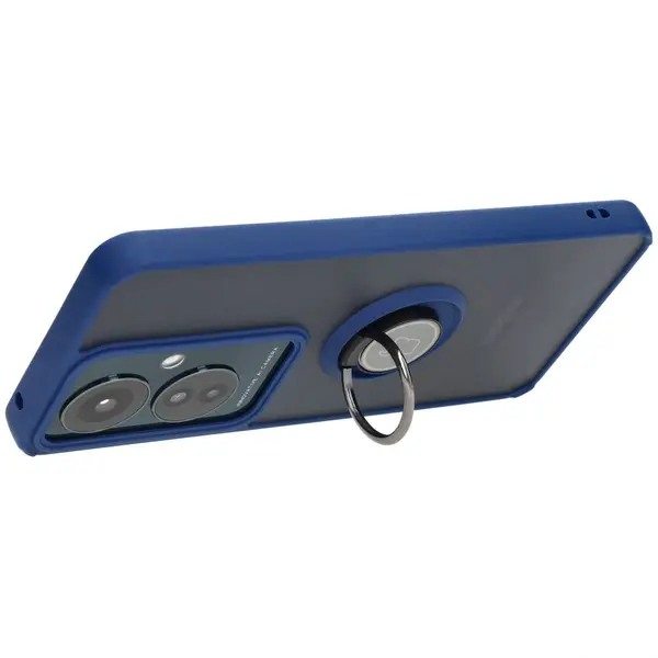 Bizon Case Hybrid Ring Oppo Reno11 F 5G smoky with a navy blue frame