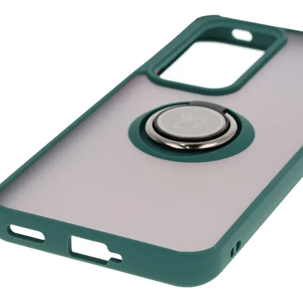Bizon Case Hybrid Ring Oppo Reno 12 smoky with a dark green frame