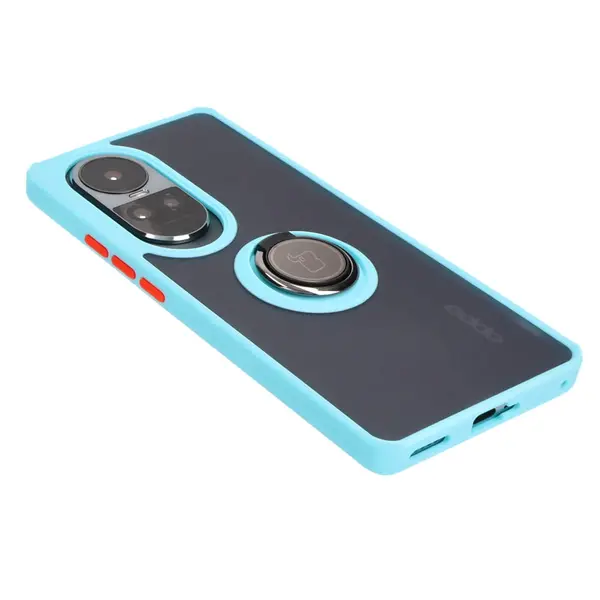 Bizon Case Hybrid Ring Oppo Reno10 / 10 Pro smoky with a light blue frame