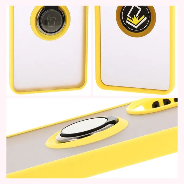 Bizon Case Hybrid Ring Oppo A60 4G smoky with a yellow frame