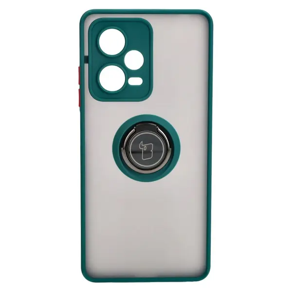 Bizon Case Hybrid Ring Xiaomi Redmi Note 12 Pro+ 5G smoky with a dark green frame