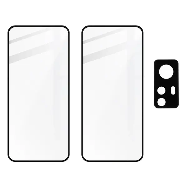 Bizon Glass Edge 3D tempered glass - [2 PACK] + lens protection Xiaomi 12 / 12X black