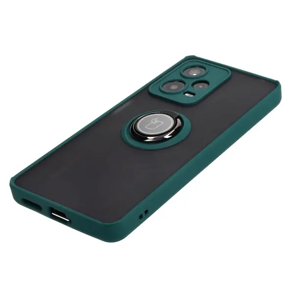 Bizon Case Hybrid Ring Xiaomi Redmi Note 12 Pro+ 5G smoky with a dark green frame