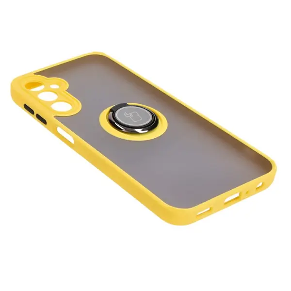 Bizon Case Hybrid Ring Samsung Galaxy A24 4G smoky with a yellow frame