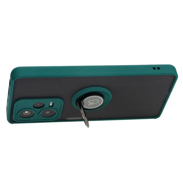 Bizon Case Hybrid Ring Xiaomi Redmi Note 12 Pro+ 5G smoky with a dark green frame