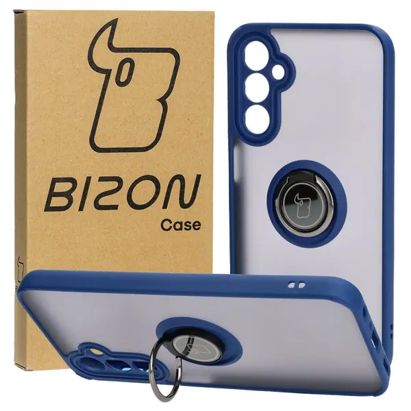 Bizon Case Hybrid Ring Samsung Galaxy A24 4G smoky with a navy blue frame