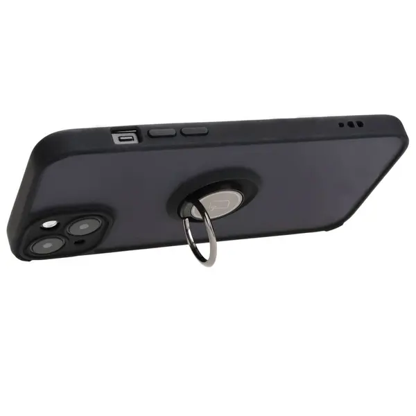 Bizon Case Hybrid Ring Apple iPhone 15 Plus smoky with a black frame