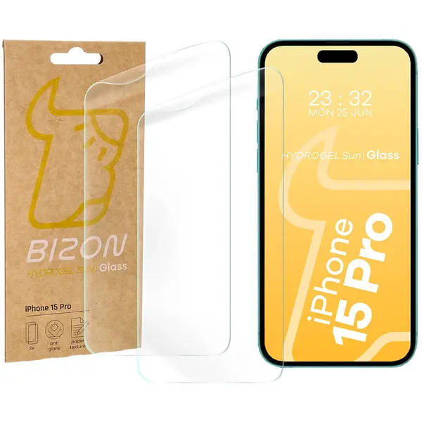 Bizon Glass Hydrogel Sun Apple iPhone 15 Pro [2 PACK]