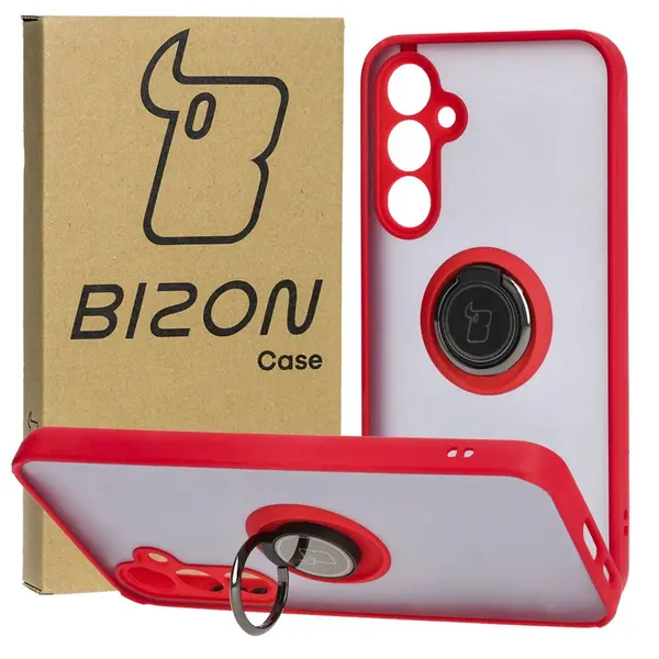 Bizon Case Hybrid Ring Samsung Galaxy S23 FE smoky with a red frame