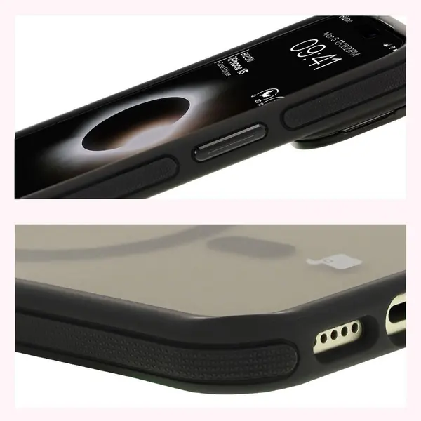 Bizon Case Eclipse Apple iPhone 15 smoky with a black frame