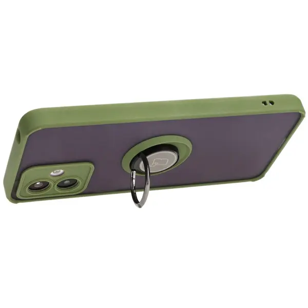 Bizon Case Hybrid Ring Motorola Moto G14 smoky with a green frame