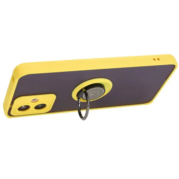 Bizon Case Hybrid Ring Motorola Moto G14 smoky with a yellow frame