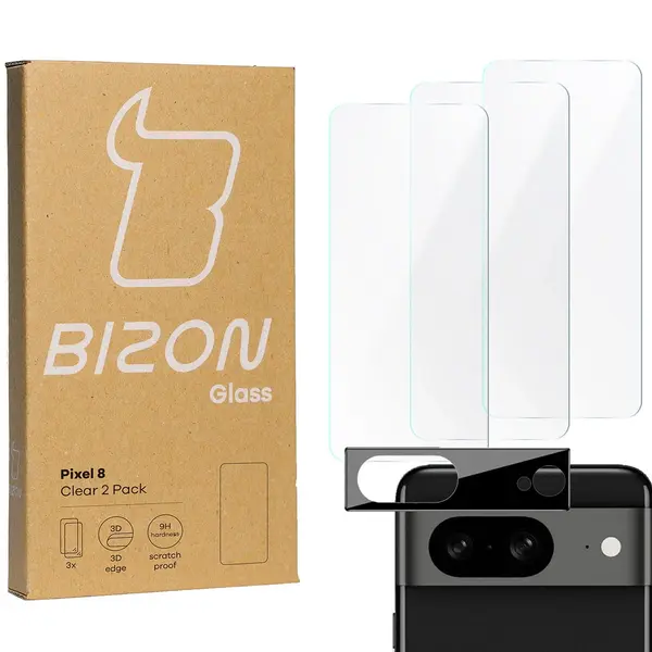 BIZON Clear 3x screen glass + camera glass Pixel 8