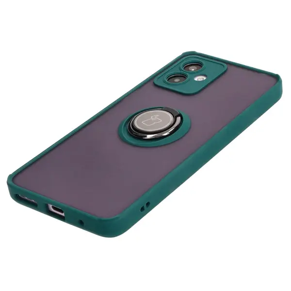 Bizon Case Hybrid Ring Motorola Moto G14 smoky with a dark green frame