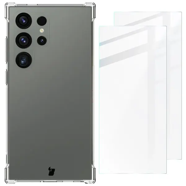 Bizon Case Clear Pack case + 2x screen glass Samsung Galaxy S24 Ultra clear