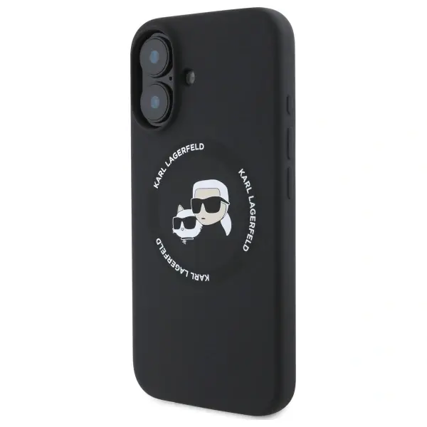 Karl Lagerfeld Liquid Silicone K&CH Heads MagSafe Case for iPhone 16 Black