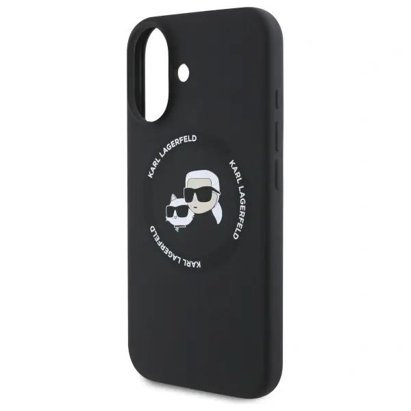 Karl Lagerfeld Liquid Silicone K&CH Heads MagSafe Case for iPhone 16 Black