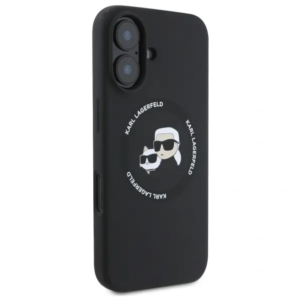 Karl Lagerfeld Liquid Silicone K&CH Heads MagSafe Case for iPhone 16 Black