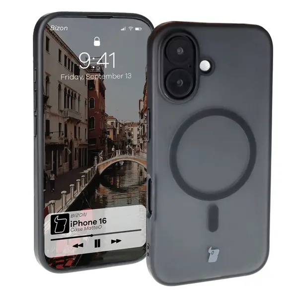 Bizon Case MatteO Apple iPhone 16 transparent with black frame