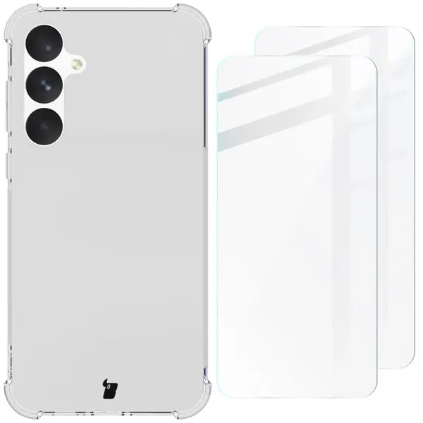 Bizon Case Clear Pack case + 2x screen glass Samsung Galaxy A55 5G clear