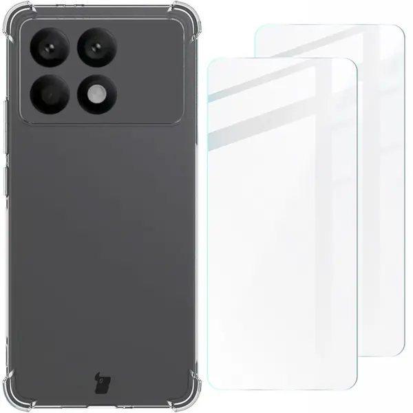 Bizon Case Clear Pack case + 2x screen glass Xiaomi Poco F6 Pro clear