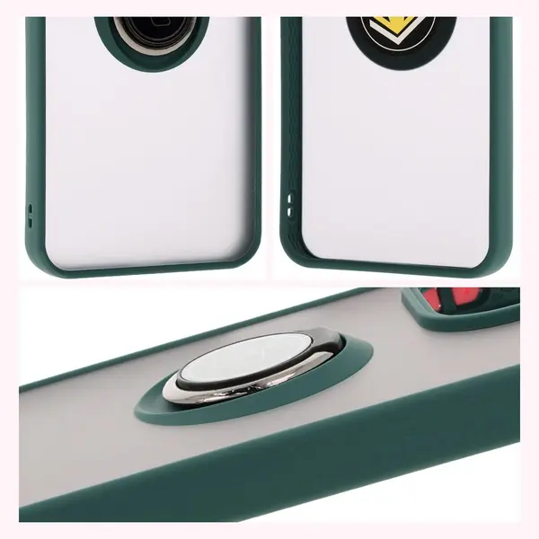 Bizon Case Hybrid Ring Xiaomi Redmi 13 4G smoky with a dark green frame