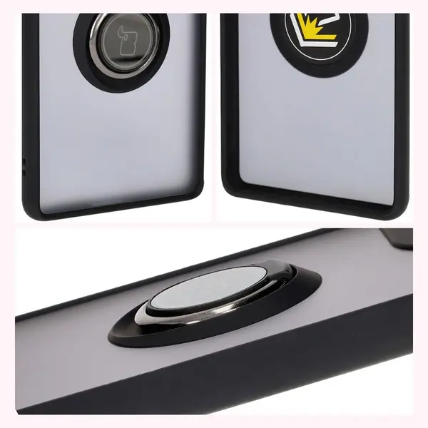 Bizon Case Hybrid Ring Motorola Edge 50 Fusion smoky with a black frame