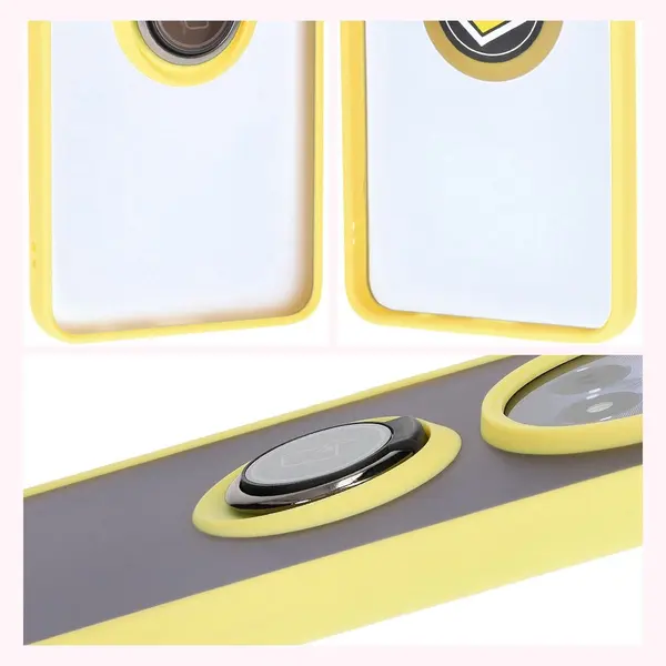 Bizon Case Hybrid Ring Realme 12 / 12x smoky with a yellow frame