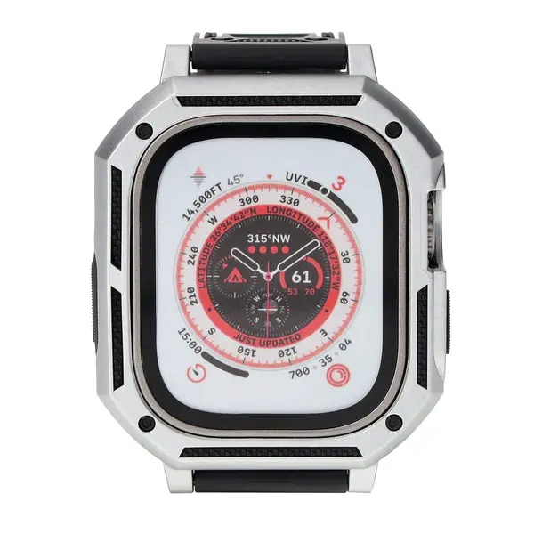 Bizon Strap + Case Watch Armor Apple Watch Ultra 49mm silver
